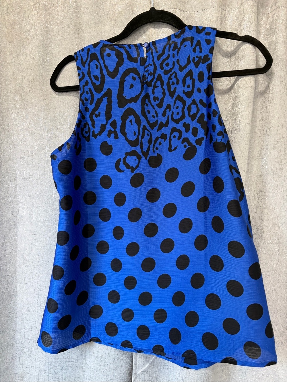 Milano Royal Blue and Black Animal Print Sleeveless Top M - Picture 3 of 7